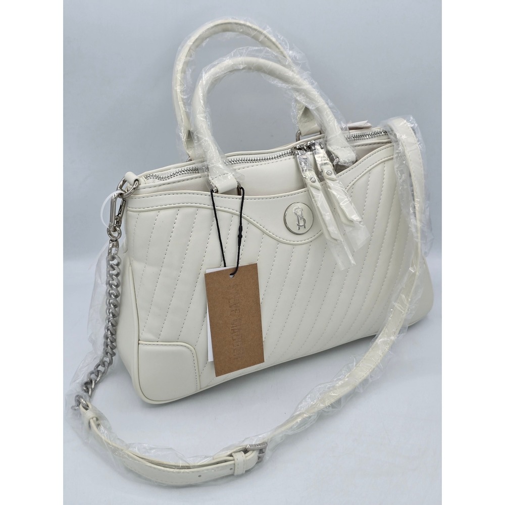 Steve Madden Bveera Quilted Satchel Women Medium Chalk White Crossbody Bag - New